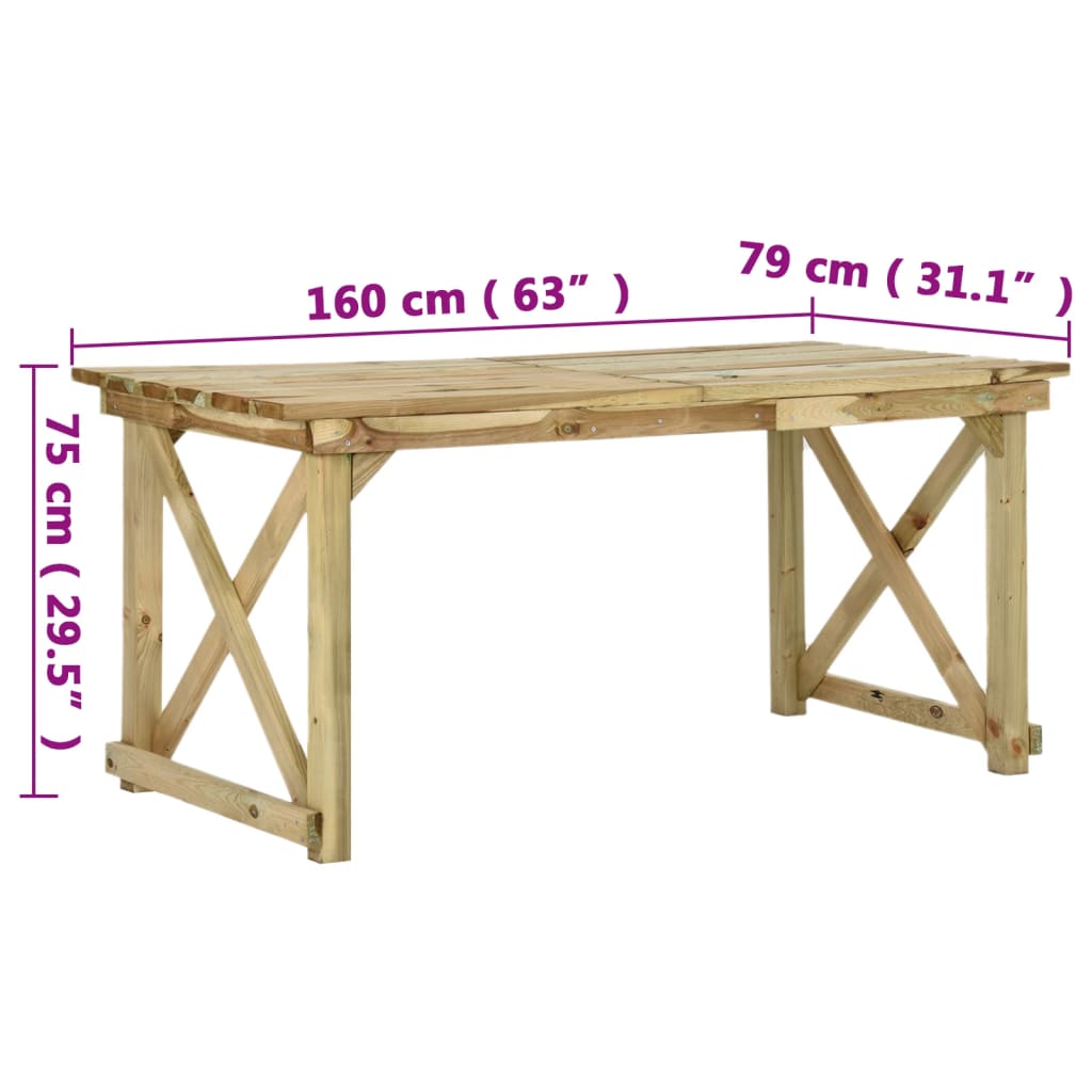 Tavolo da Giardino 160x79x75 cm in Legno | homemem39