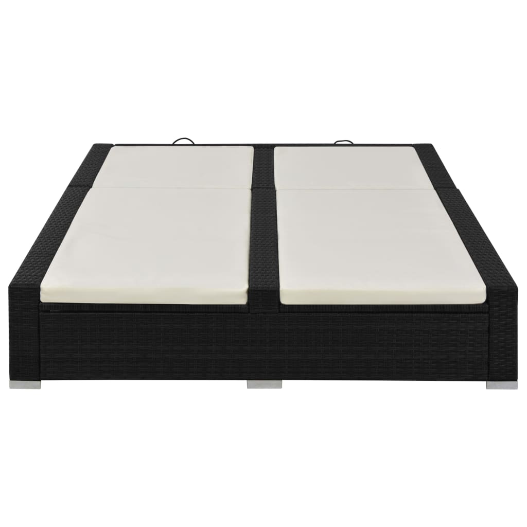 Lettino Prendisole Doppio in Polyrattan Nero - homemem39