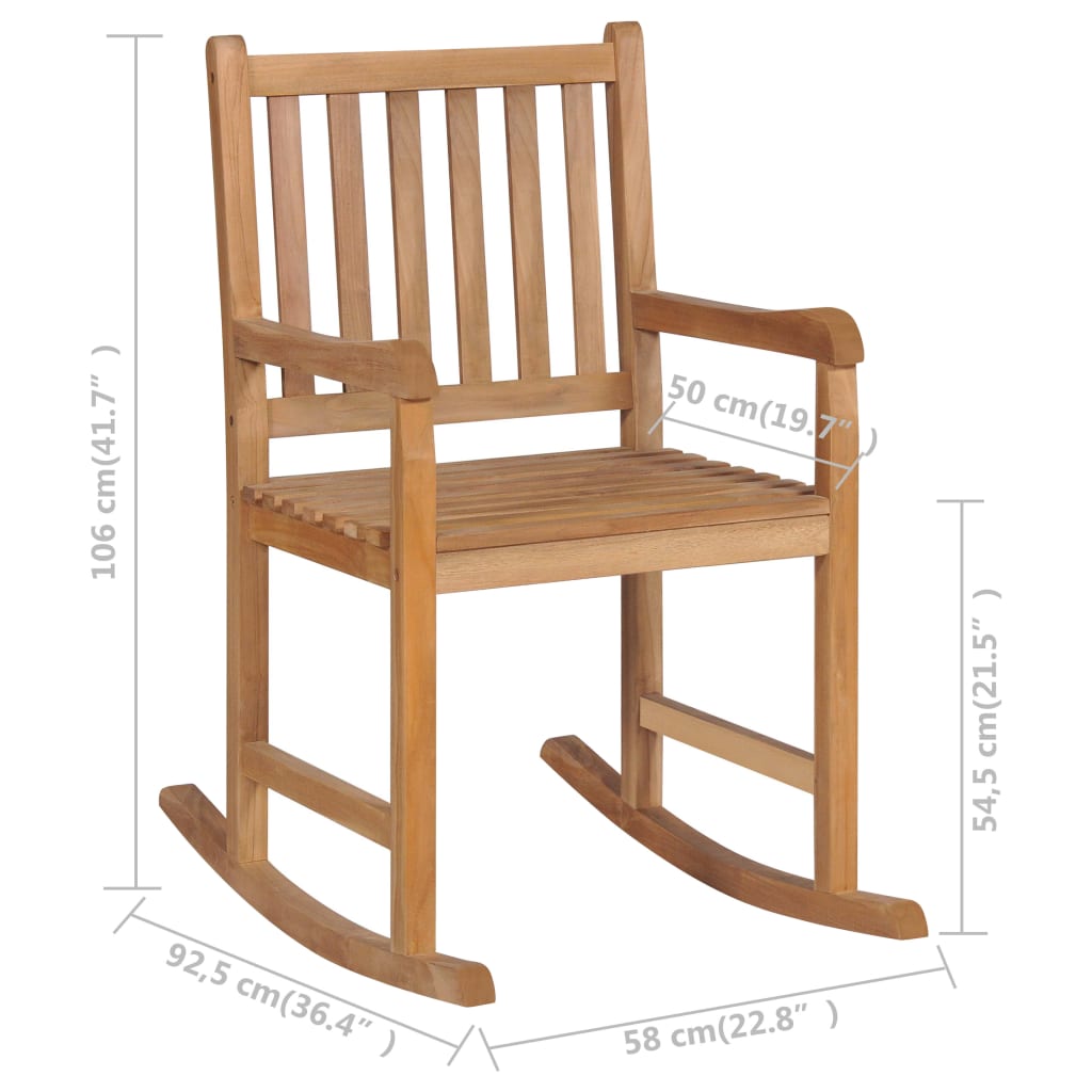 Sedia a Dondolo in Legno Massello di Teak - homemem39