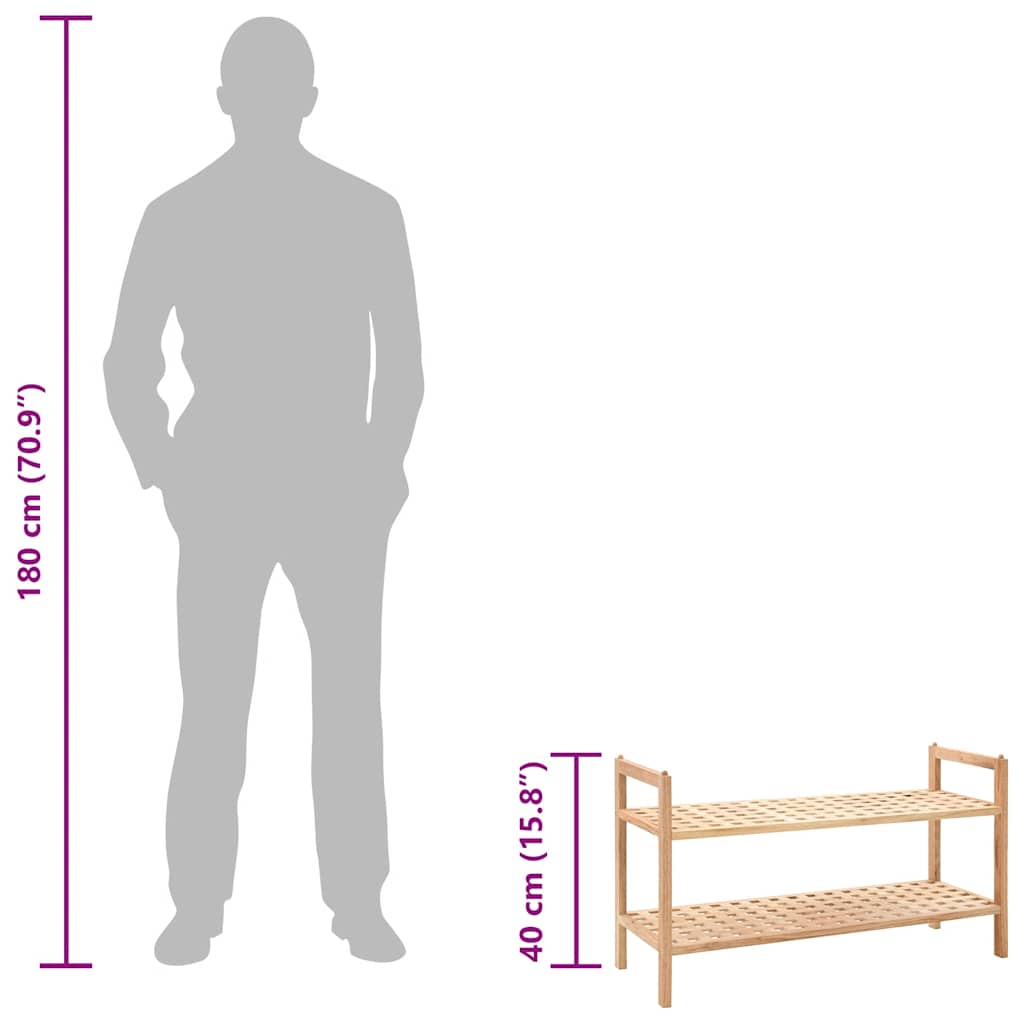Schuhregal aus massivem Walnussholz 69x26x40 cm