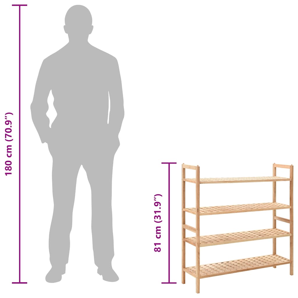 Schuhregal aus massivem Walnussholz 69x26x81 cm