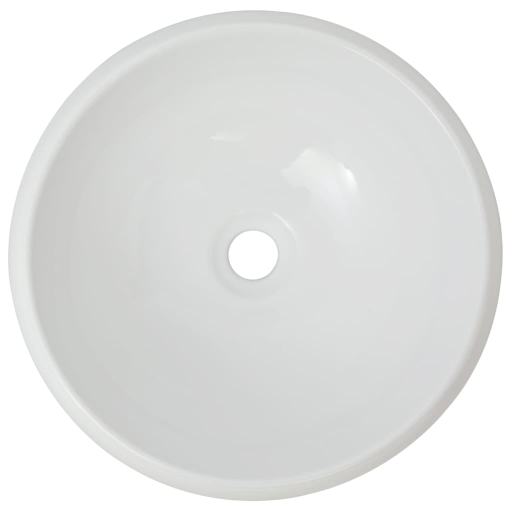 Lavello Bagno con Miscelatore in Ceramica Rotondo Bianco - homemem39