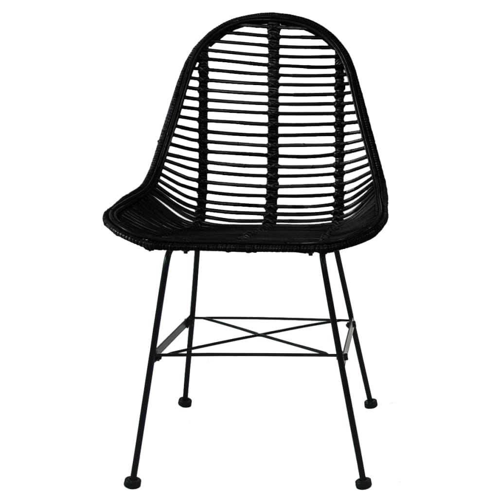 Sedie da Pranzo 6 pz Nere in Rattan Naturale - homemem39