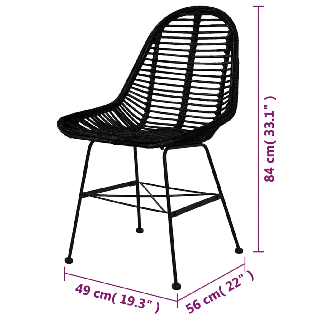 Sedie da Pranzo 6 pz Nere in Rattan Naturale - homemem39