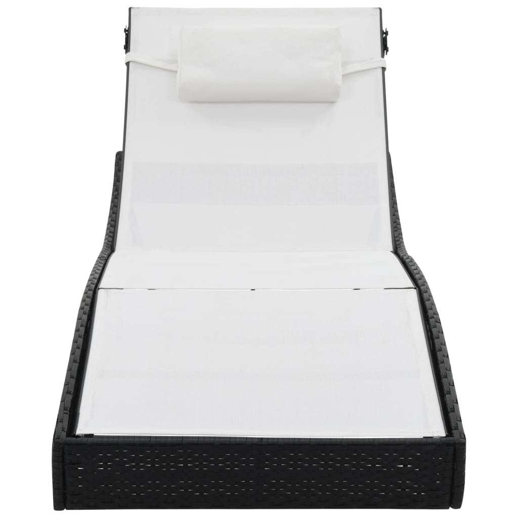 Lettino Prendisole con Cuscino in Polyrattan Nero - homemem39