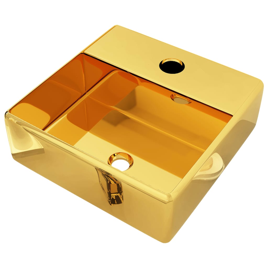 Lavandino con Foro per Rubinetto 38x30x11,5 cm in Ceramica Oro - homemem39