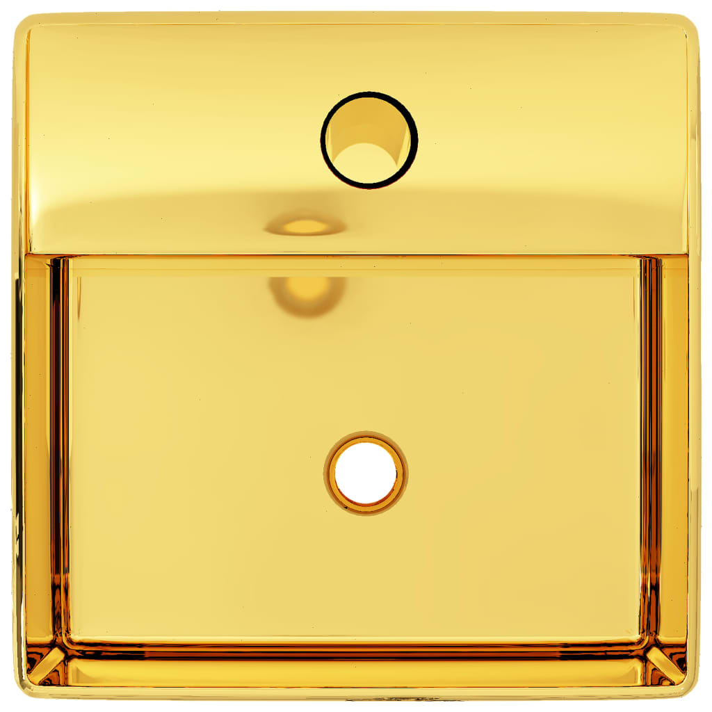 Lavandino con Foro per Rubinetto 38x30x11,5 cm in Ceramica Oro - homemem39