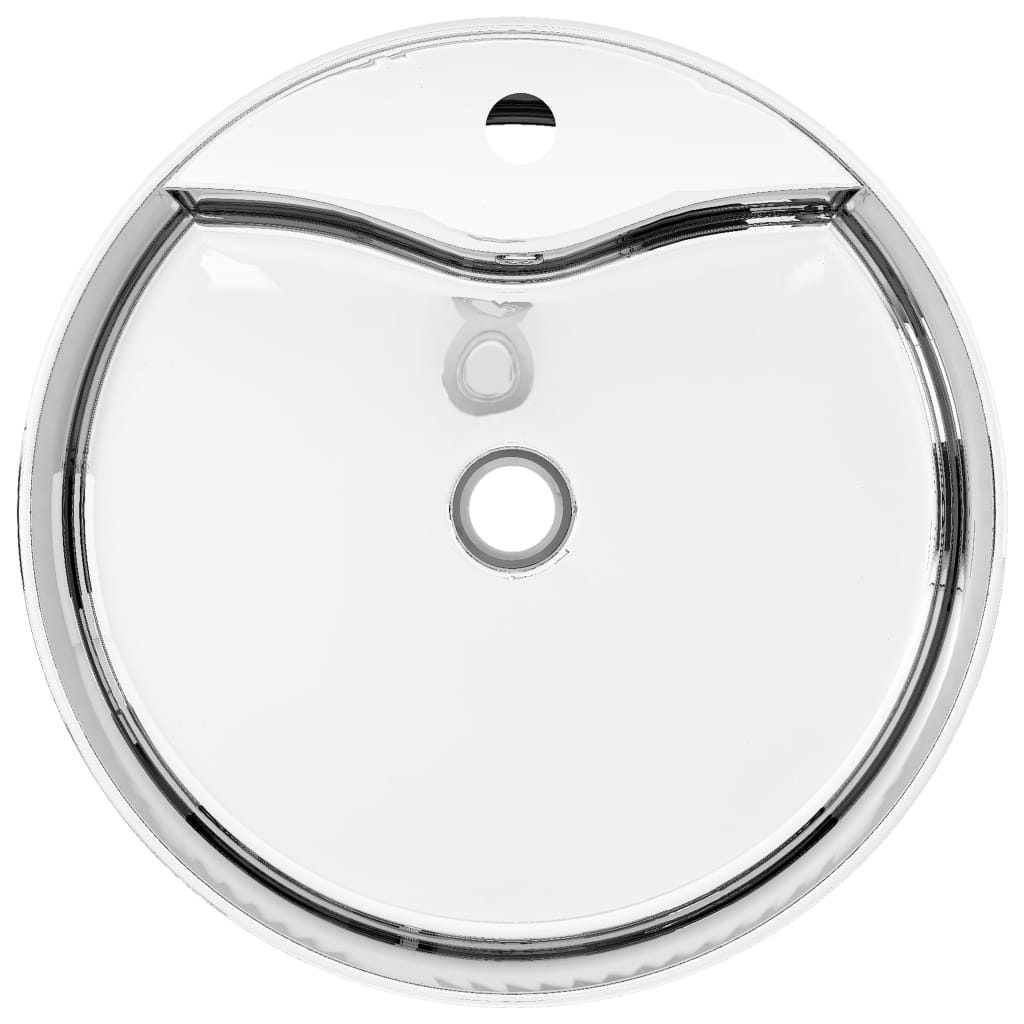 Lavandino con Troppopieno 46,5x15,5 cm in Ceramica Argento - homemem39