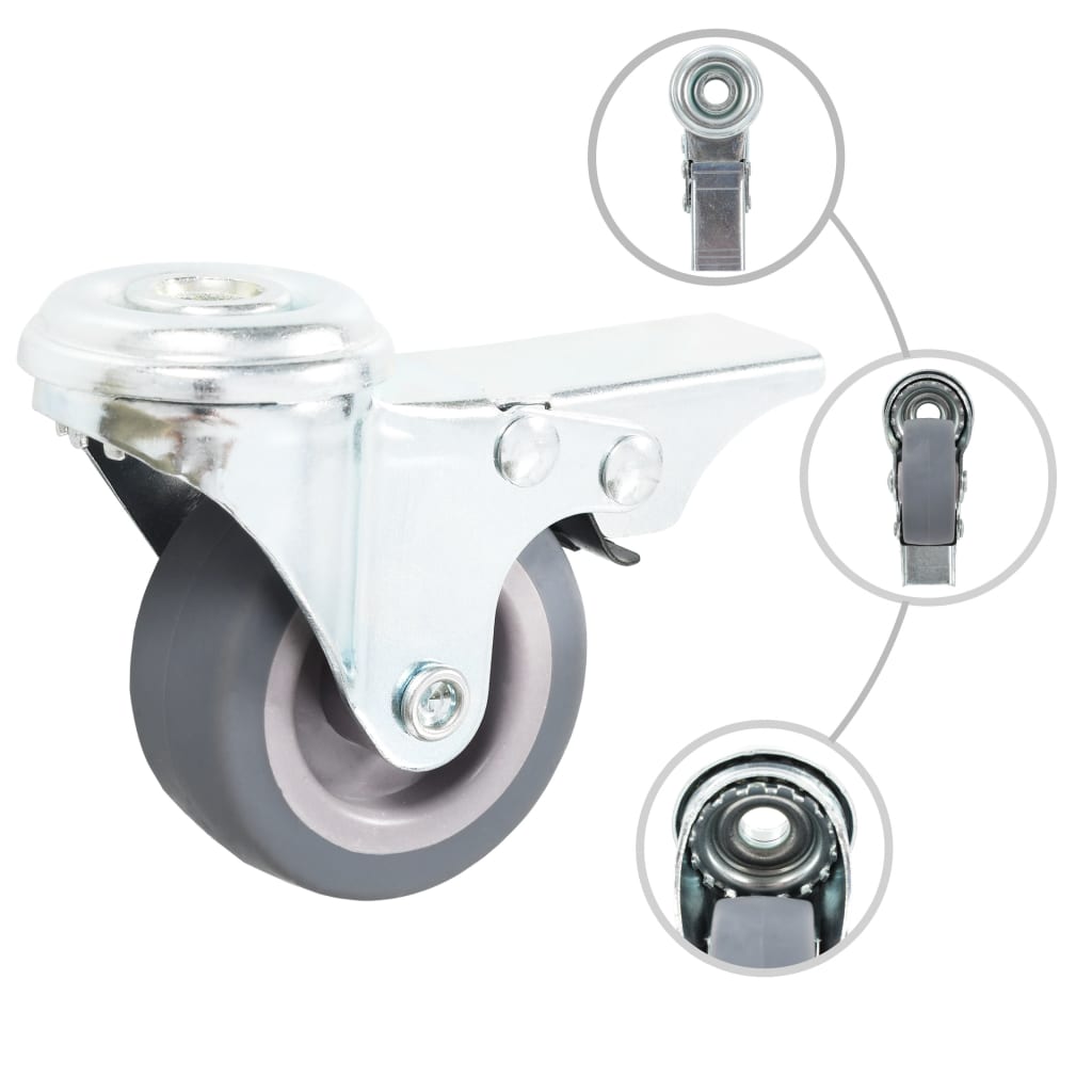 Ruote Girevoli con Foro per Bulloni e Doppio Freno 4 pz 50 mm - homemem39