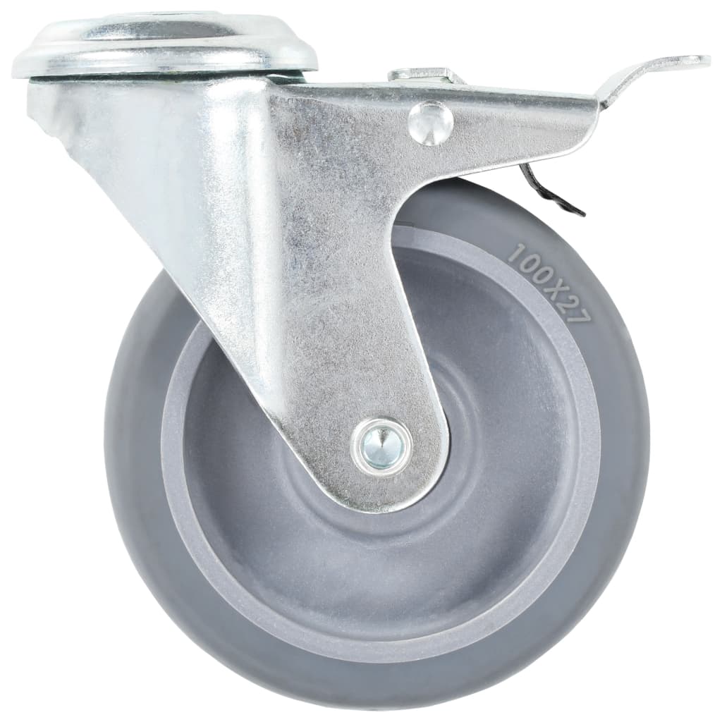 Ruote Girevoli con Foro per Bulloni e Doppio Freno 4 pz 100 mm - homemem39