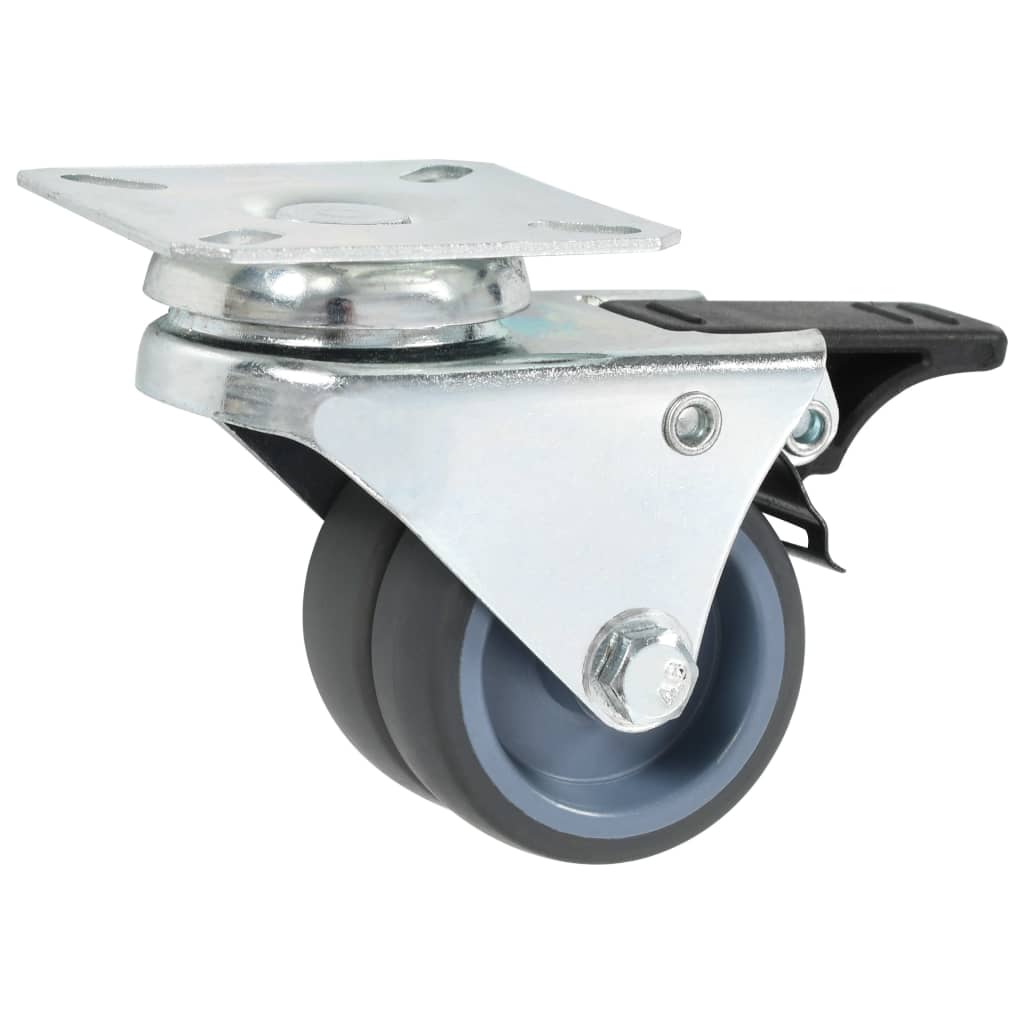 Ruote Girevoli Gemellate con Doppio Freno 4 pz 50 mm - homemem39
