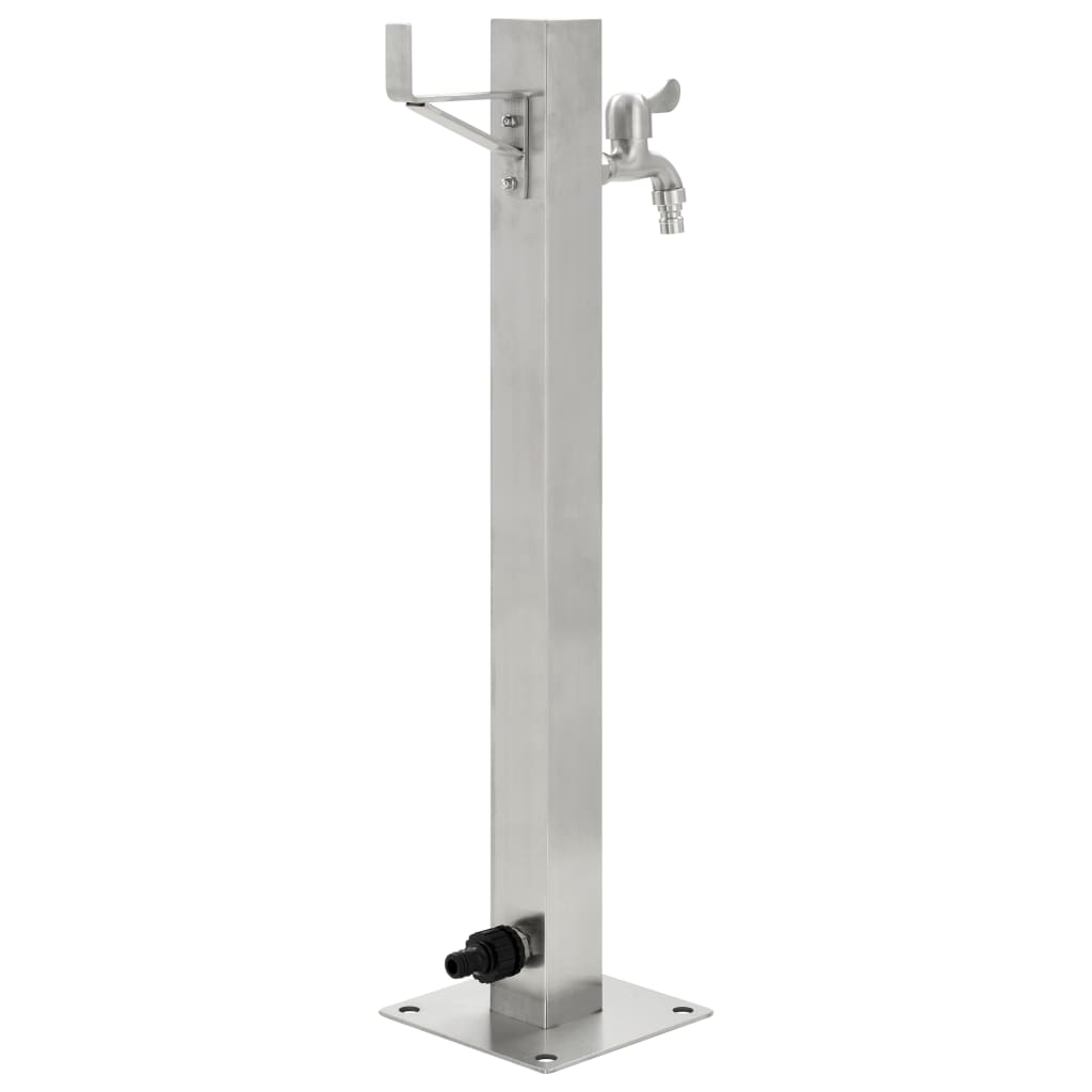 Fontanella a Colonna in Acciaio Inossidabile Quadrata 65 cm - homemem39