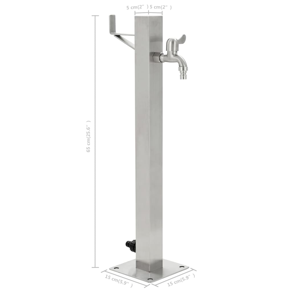 Fontanella a Colonna in Acciaio Inossidabile Quadrata 65 cm | homemem39
