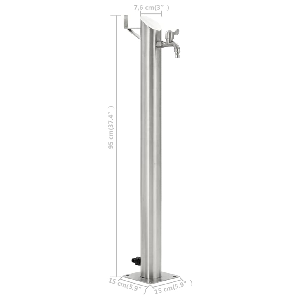 Fontanella a Colonna in Acciaio Inossidabile Rotonda 95 cm - homemem39