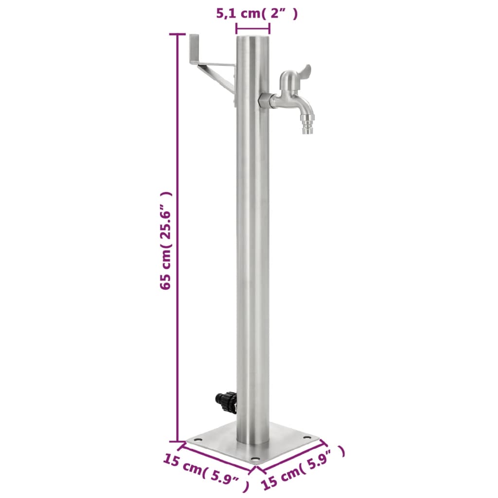 Fontanella a Colonna in Acciaio Inossidabile Rotonda 65 cm - homemem39
