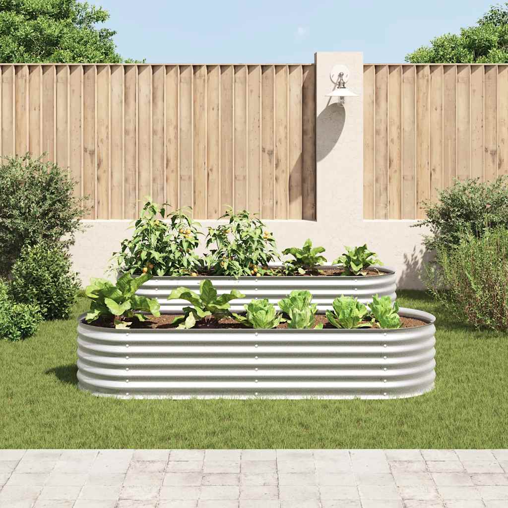 Letto Rialzato Giardino 240x80x44 cm in Acciaio Zincato Argento