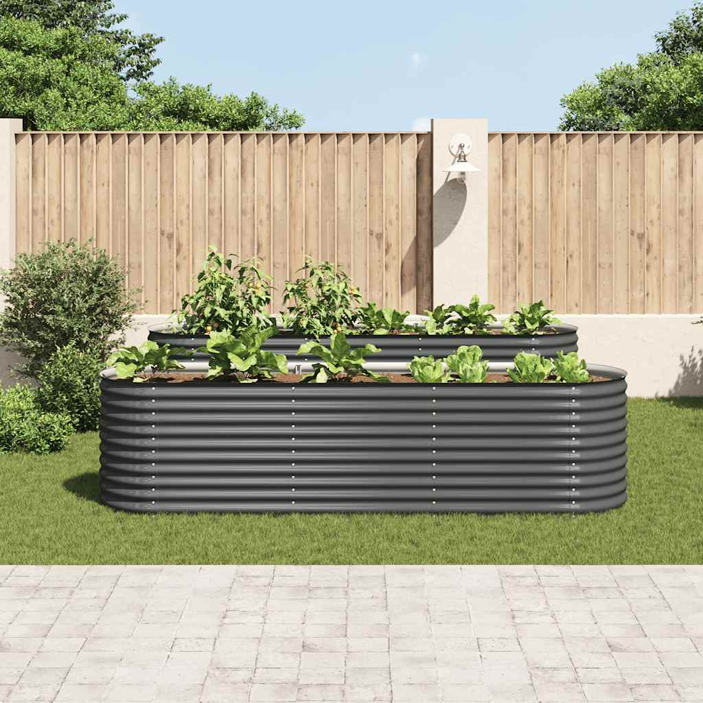 Letto Rialzato Giardino 320x80x81 cm in Acciaio Zincato Grigio