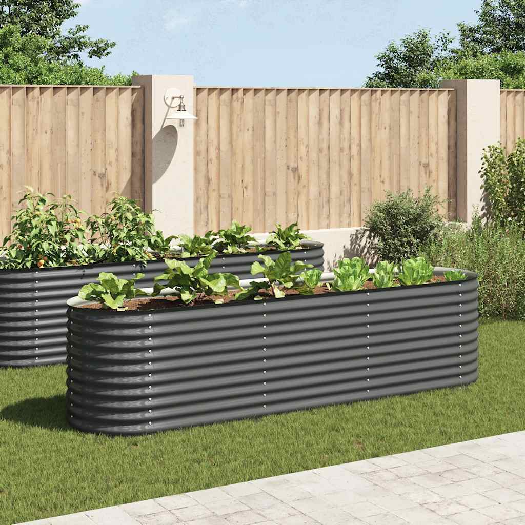 Letto Rialzato Giardino 320x80x81 cm in Acciaio Zincato Grigio