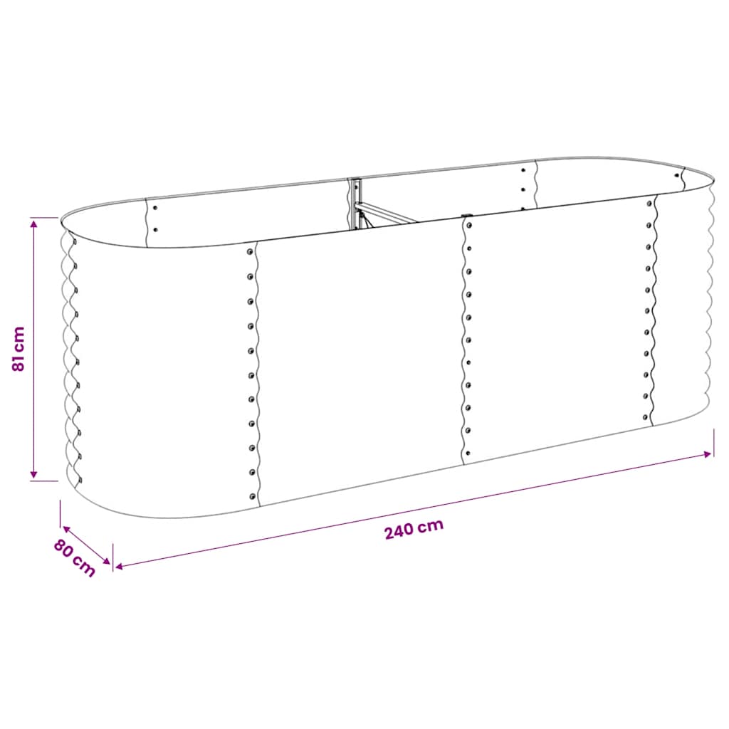 Letto Rialzato Giardino 240x80x81 cm in Acciaio Zincato Grigio | homemem39