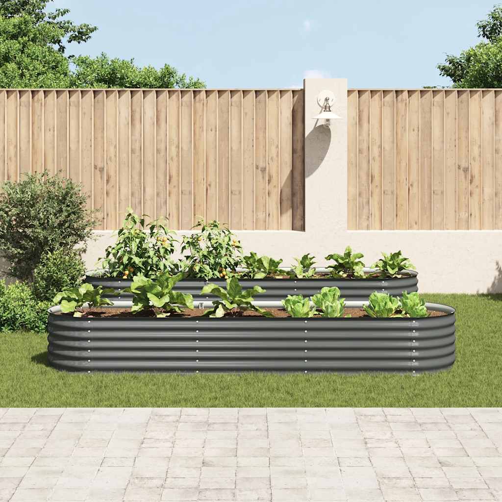 Letto Rialzato Giardino 320x80x44 cm in Acciaio Zincato Grigio - homemem39