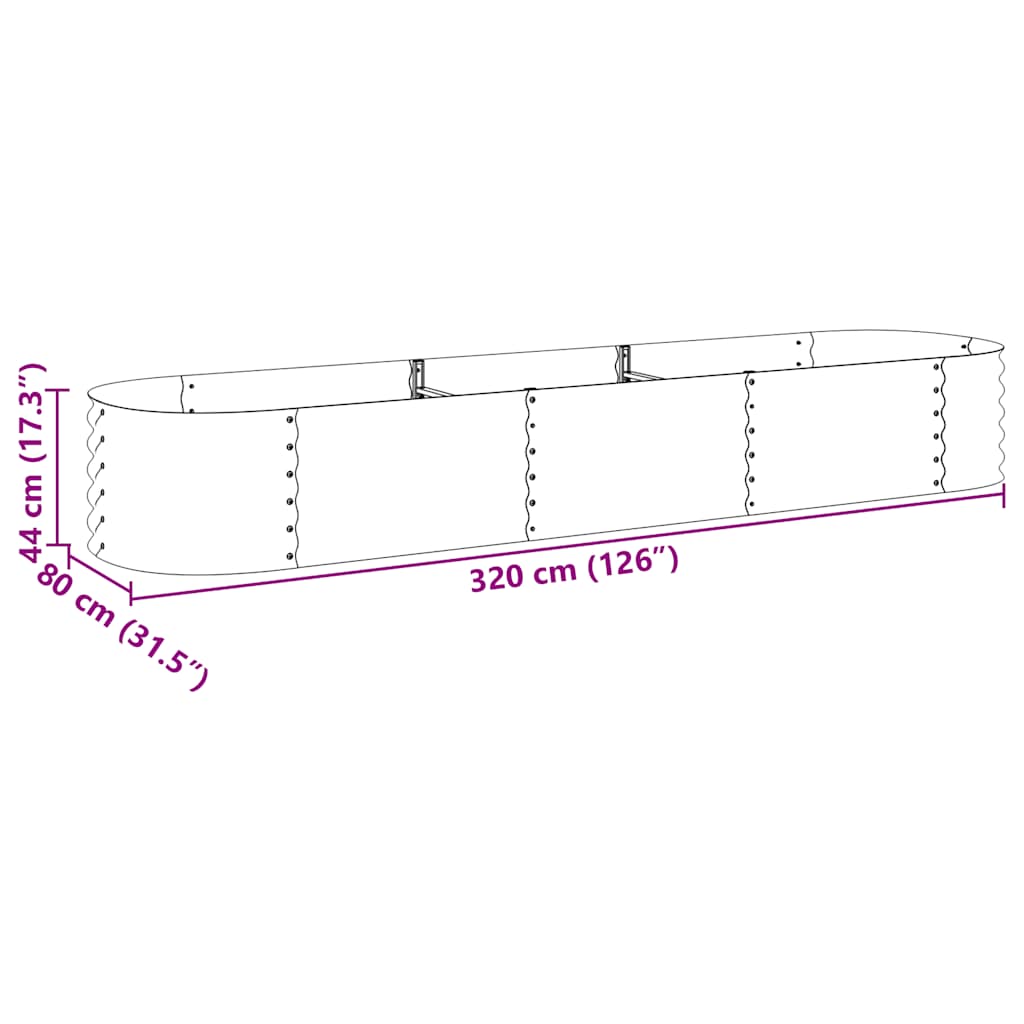 Letto Rialzato Giardino 320x80x44 cm in Acciaio Zincato Grigio | homemem39