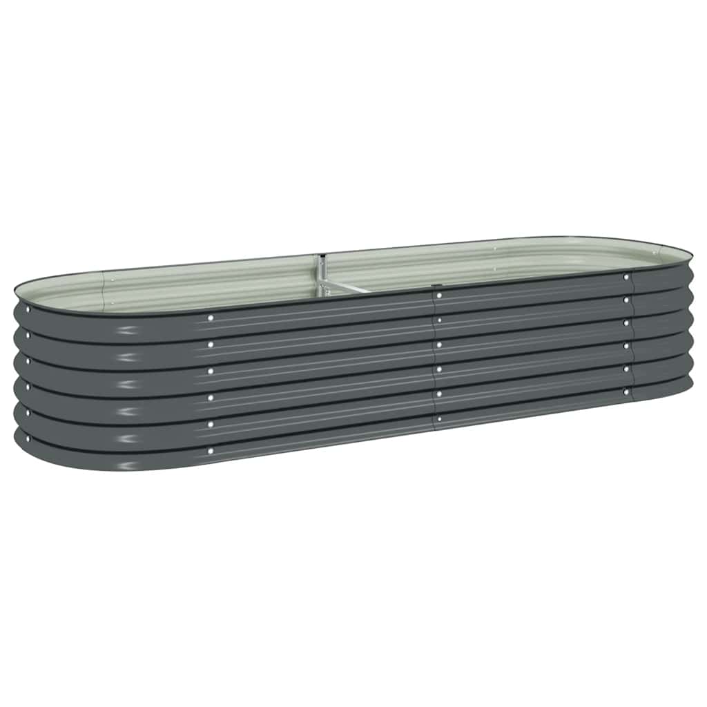 Letto Rialzato Giardino 240x80x44 cm in Acciaio Zincato Grigio