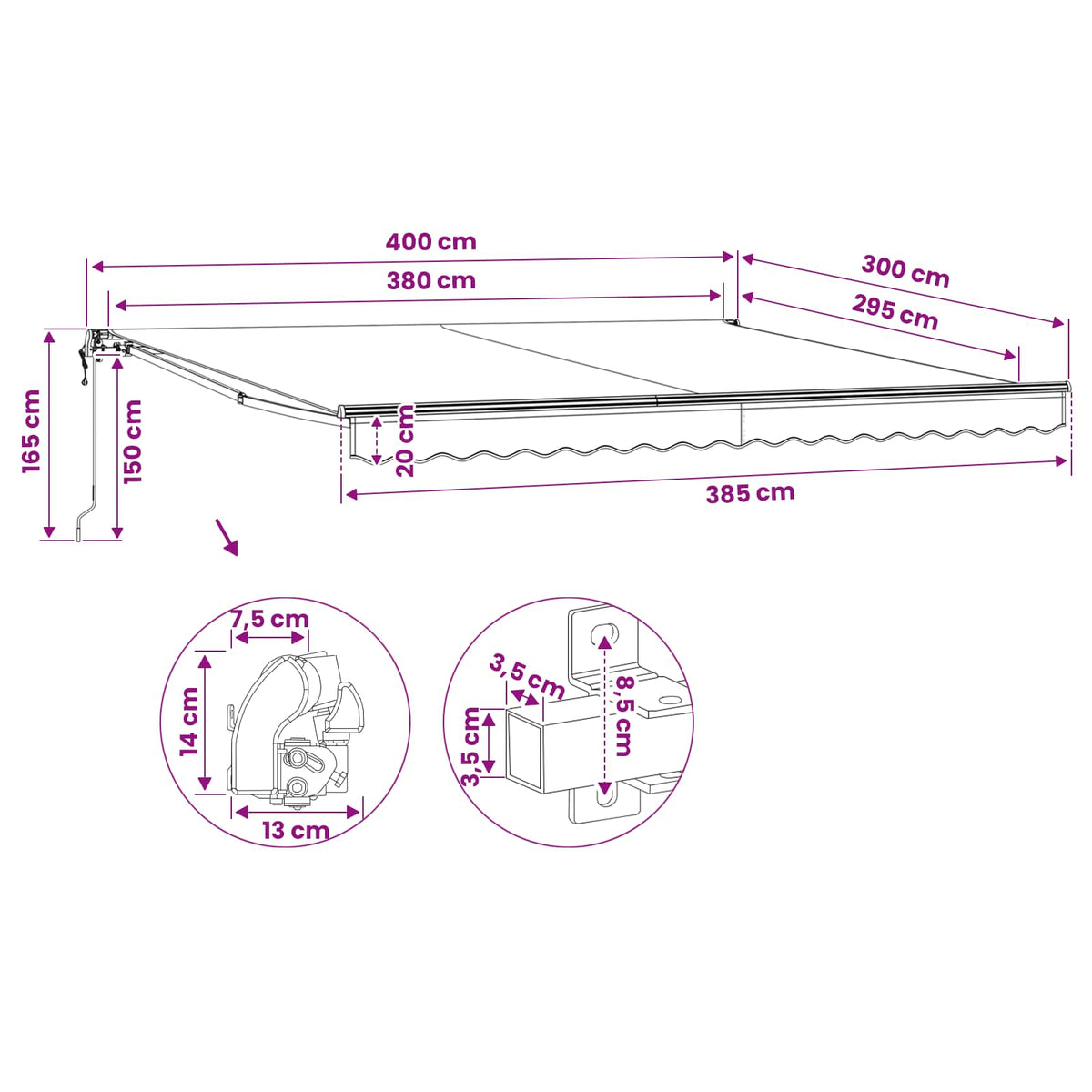 Tenda da Sole Pieghevole Motorizzata 400 cm