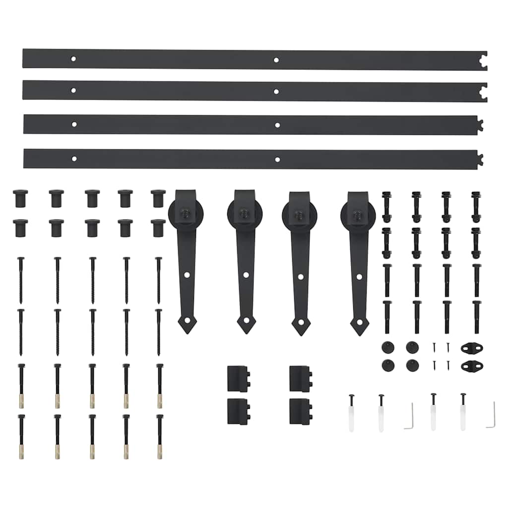 Kit di Binari per Porte Scorrevoli 2x183 cm in Acciaio Nero | homemem39