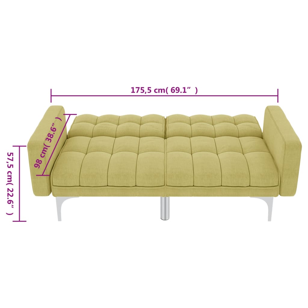 Divano Letto in Tessuto Verde
