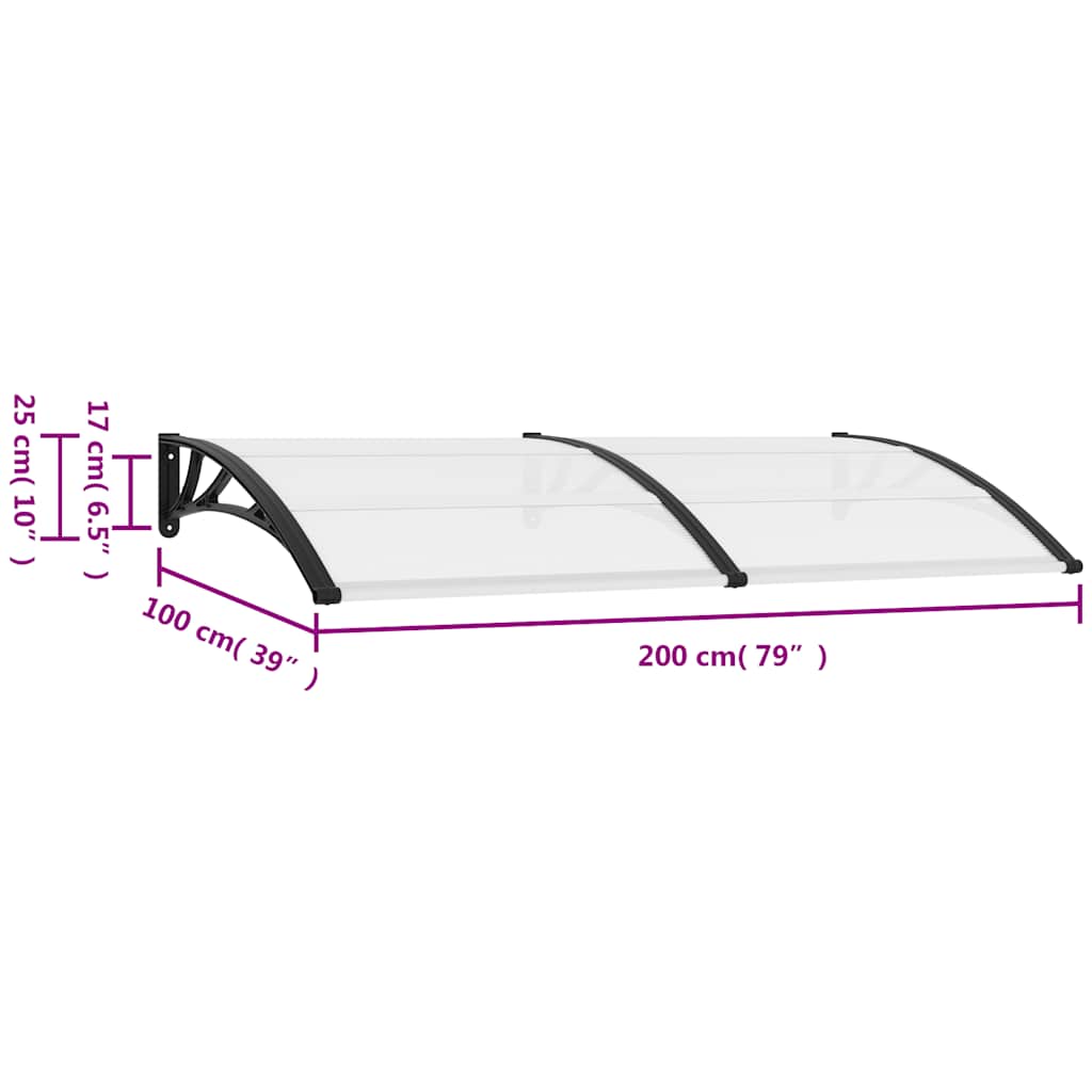 Pensilina per Porta Nera 200x100 cm in PC | homemem39