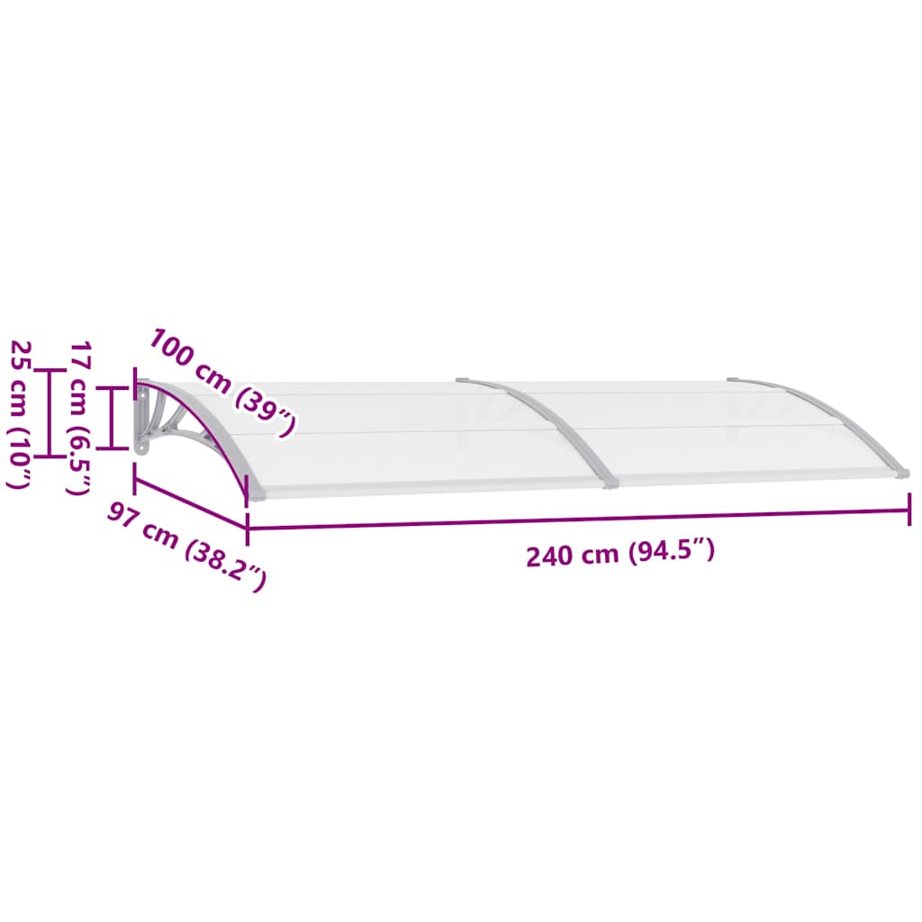 Pensilina per Porta Grigia 240x100 cm in PC | homemem39