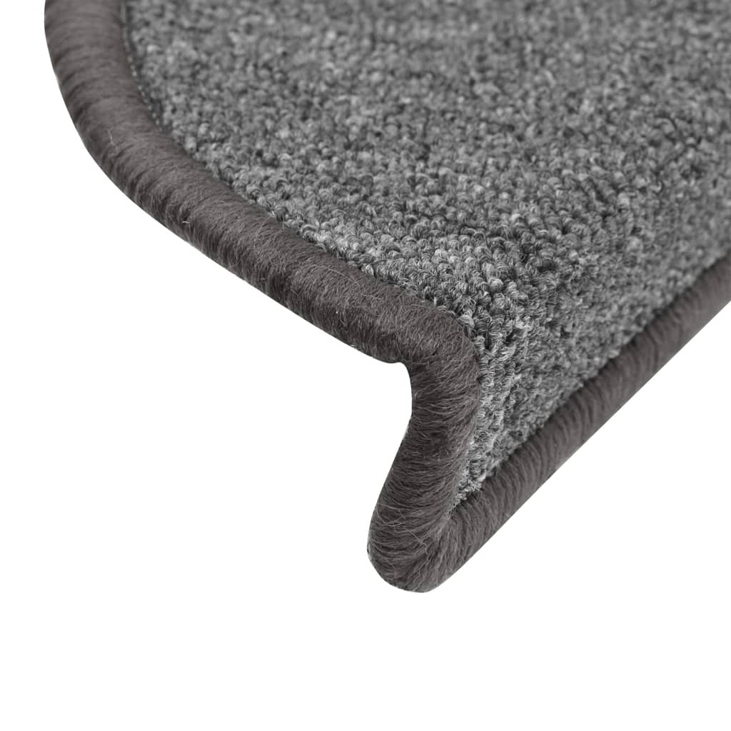 Tappetini per scale 15 pz 56x17x3 cm Grigio scuro Semicircolari - homemem39