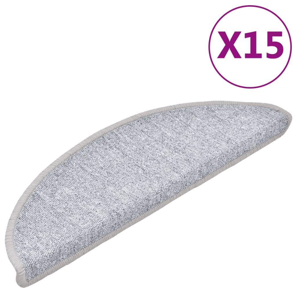Tappetini per Scale 15 pz Grigio Chiaro 56x17x3 cm - homemem39