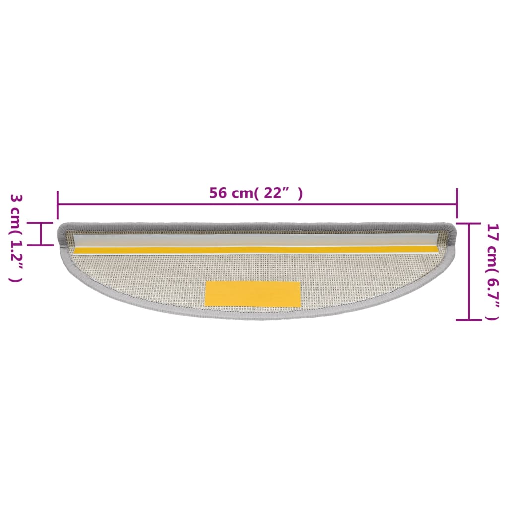 Tappetini per Scale 15 pz Grigio Chiaro 56x17x3 cm - homemem39