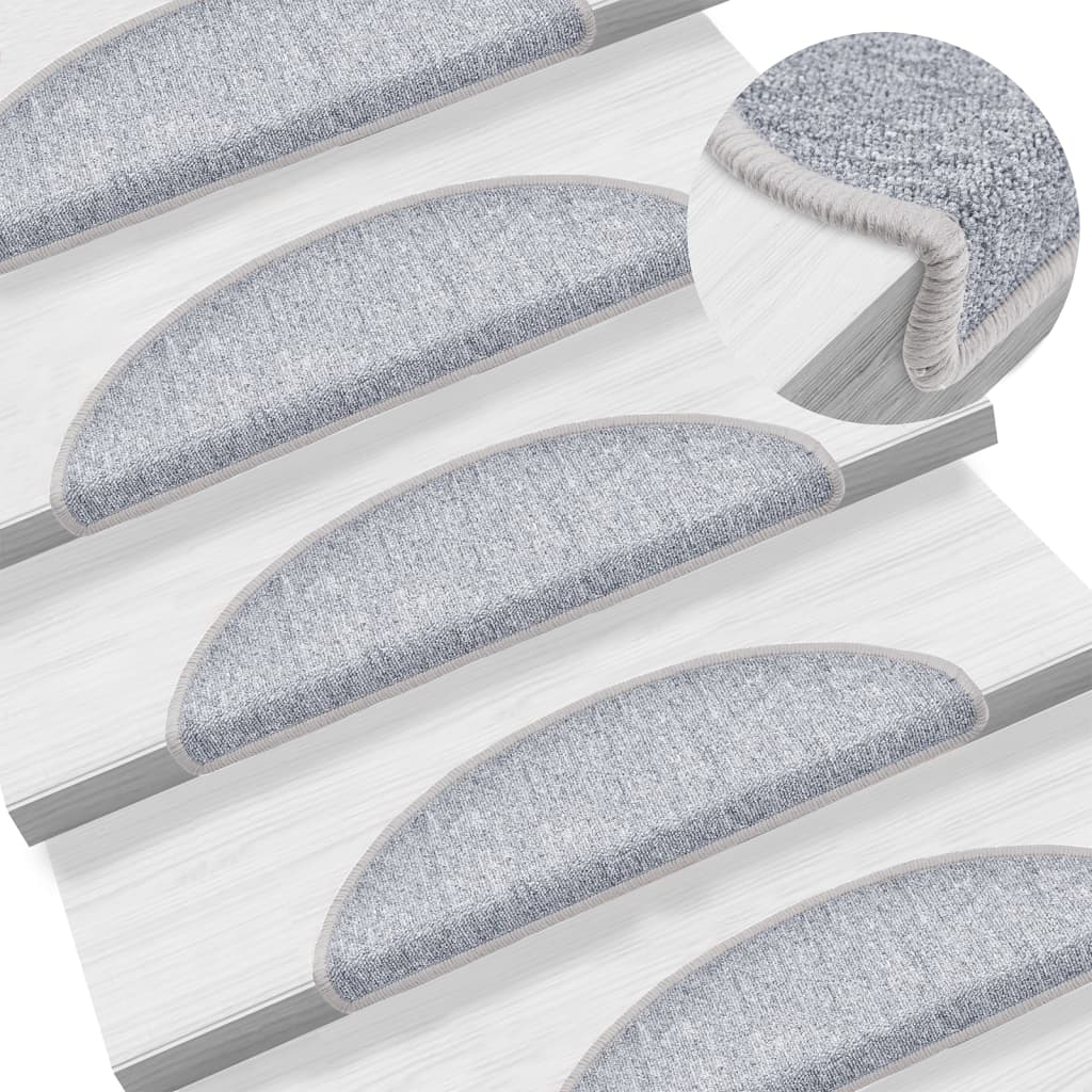 Tappetini per Scale 15 pz Grigio Chiaro 56x17x3 cm - homemem39