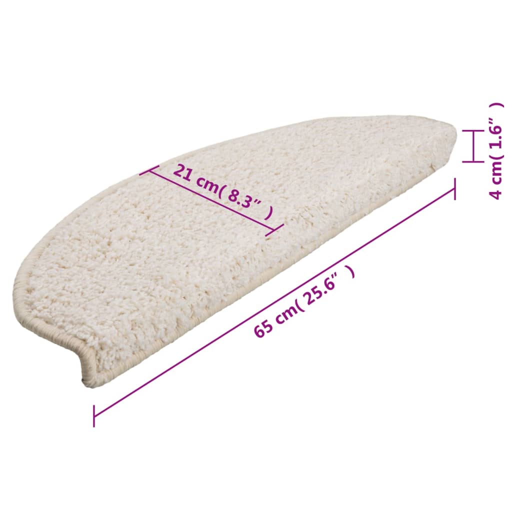 Tappetini per scale 15 pz 65x21x4 cm Bianco Semicircolari Grandi