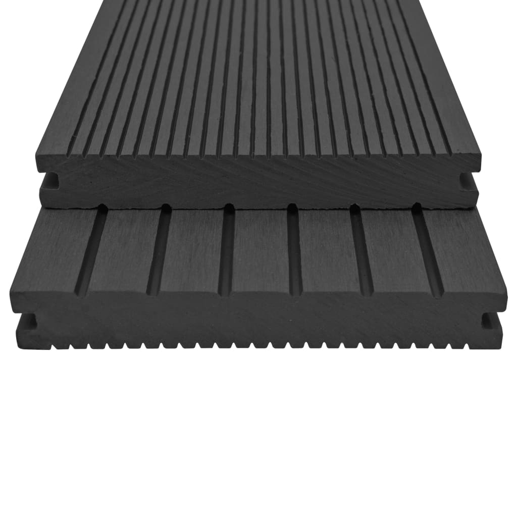 Pavimento per Esterni in WPC Pieno Accessori 10 m² 2,2 m Nero - homemem39