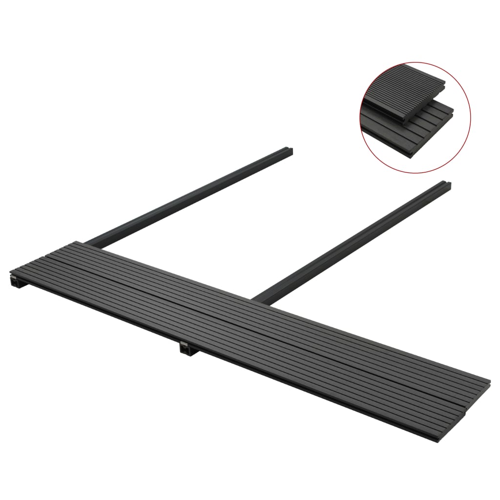Pavimento per Esterni in WPC Pieno Accessori 10 m² 2,2 m Nero - homemem39