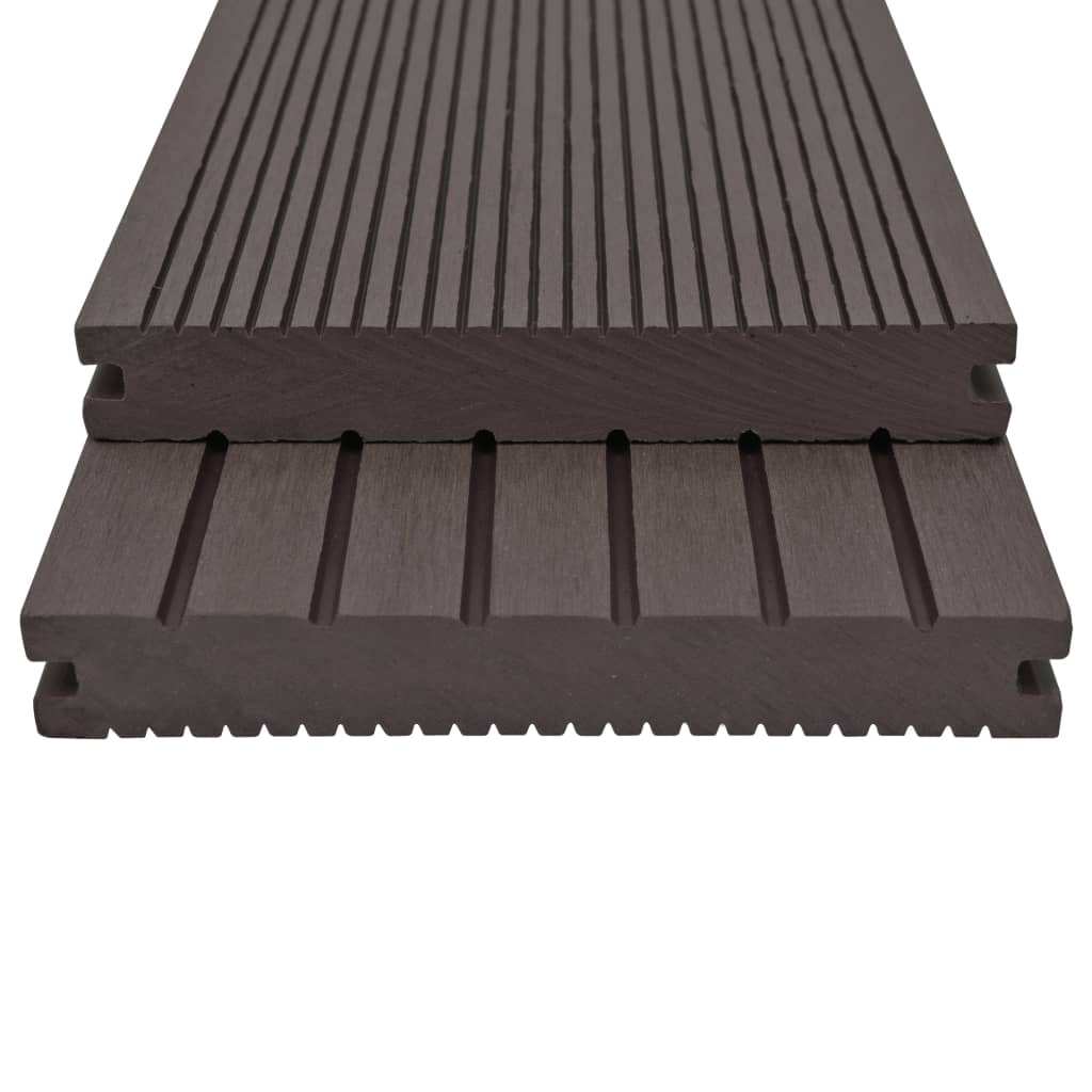 Pavimento Esterni WPC Pieno Accessori 10m² 2,2m Marrone Scuro - homemem39