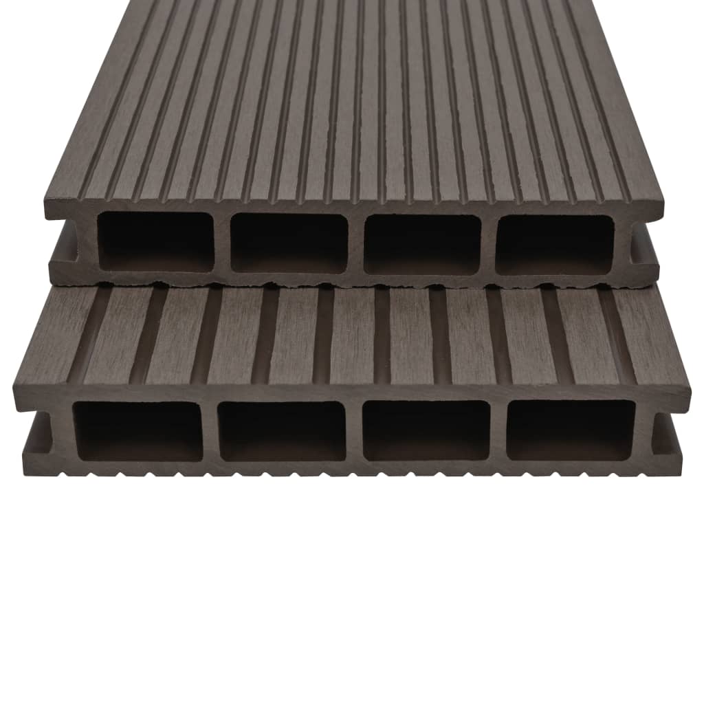 Pavimento Esterni in WPC Cavo Accessori 16m² 2,2m Marrone Scuro - homemem39
