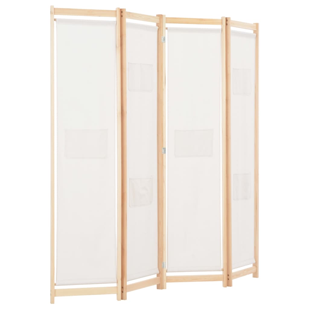 Divisorio a 4 Pannelli Crema 160x170x4 cm in Tessuto - homemem39