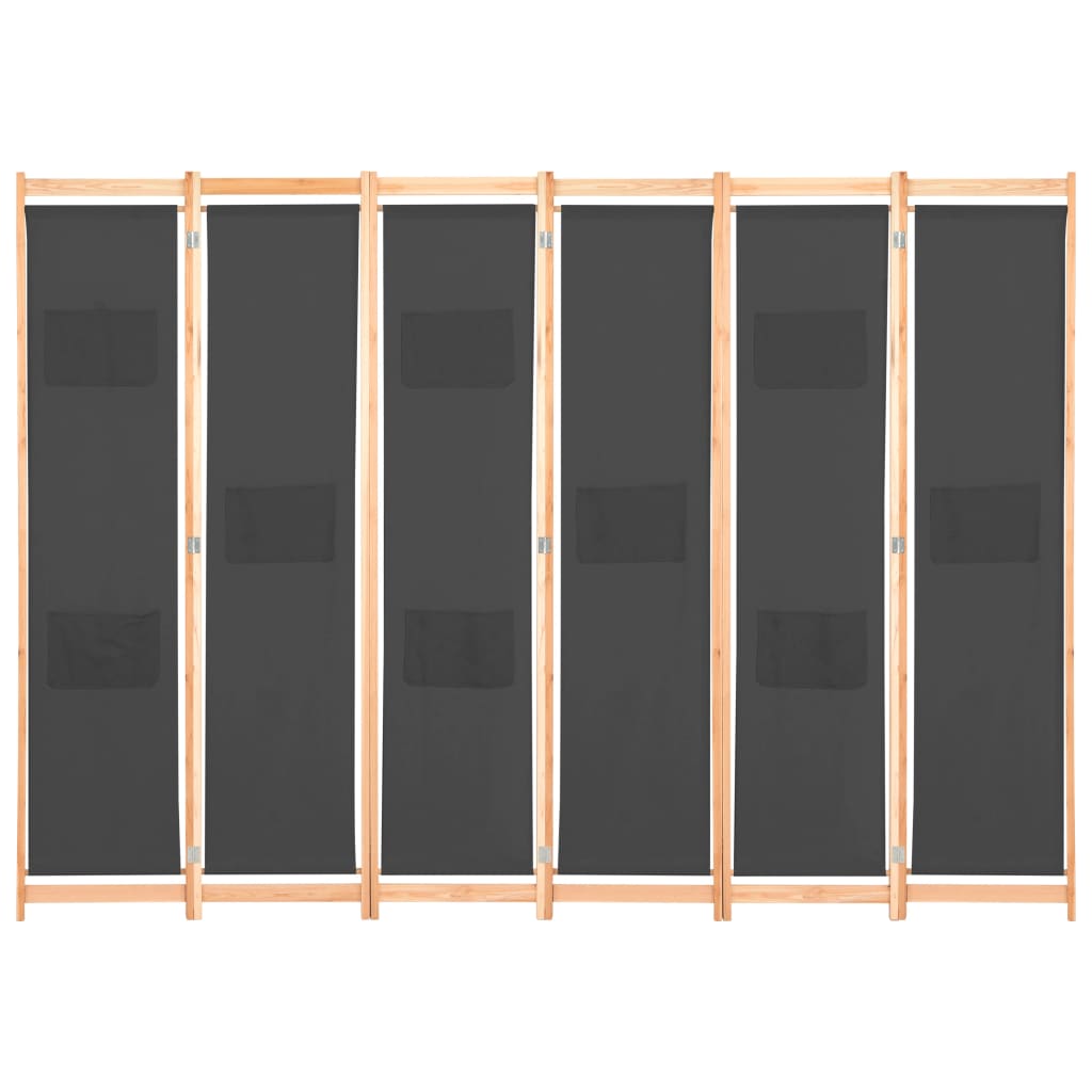 Divisorio a 6 Pannelli Grigio 240x170x4 cm in Tessuto - homemem39