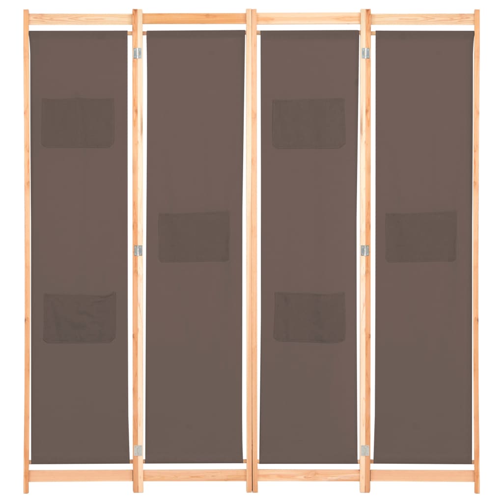 Divisorio a 4 Pannelli Marrone 160x170x4 cm in Tessuto - homemem39