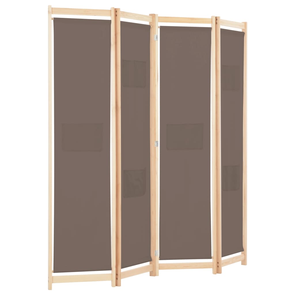 Divisorio a 4 Pannelli Marrone 160x170x4 cm in Tessuto - homemem39