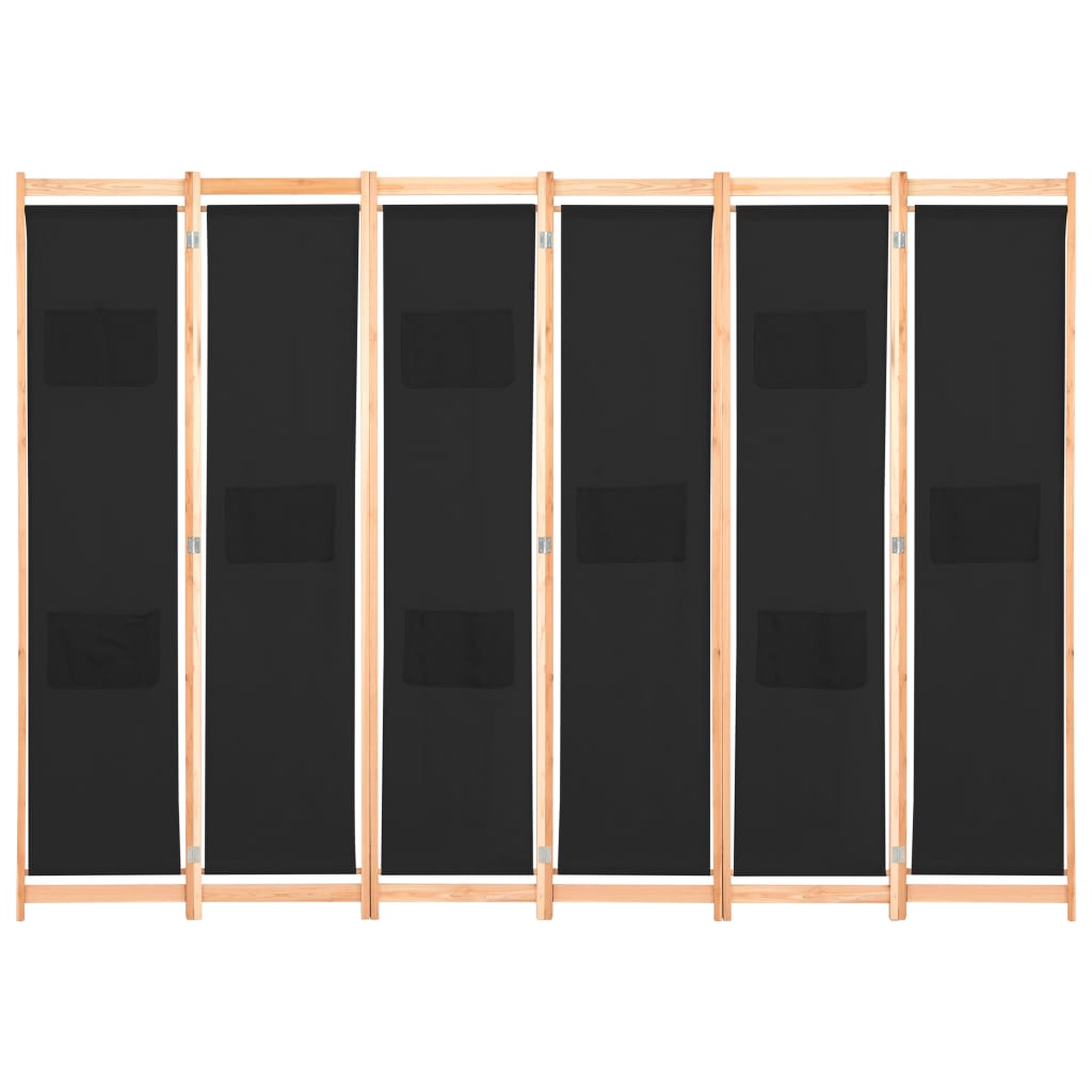 Divisorio a 6 Pannelli Nero 240x170x4 cm in Tessuto - homemem39