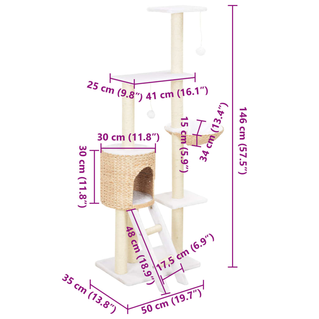 Albero per Gatti con Tiragraffi in Sisal Seagrass - homemem39