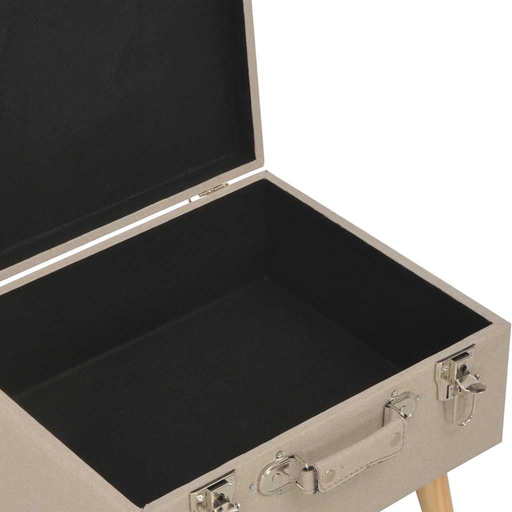 Sgabelli con Contenitore 3 pz in Tessuto Beige