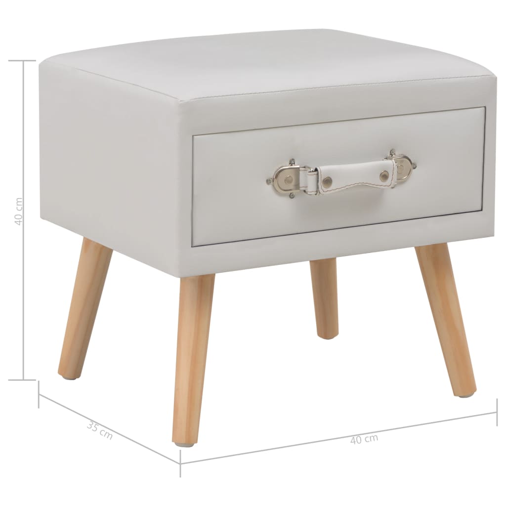 Comodino Bianco 40x35x40 cm in Similpelle | homemem39