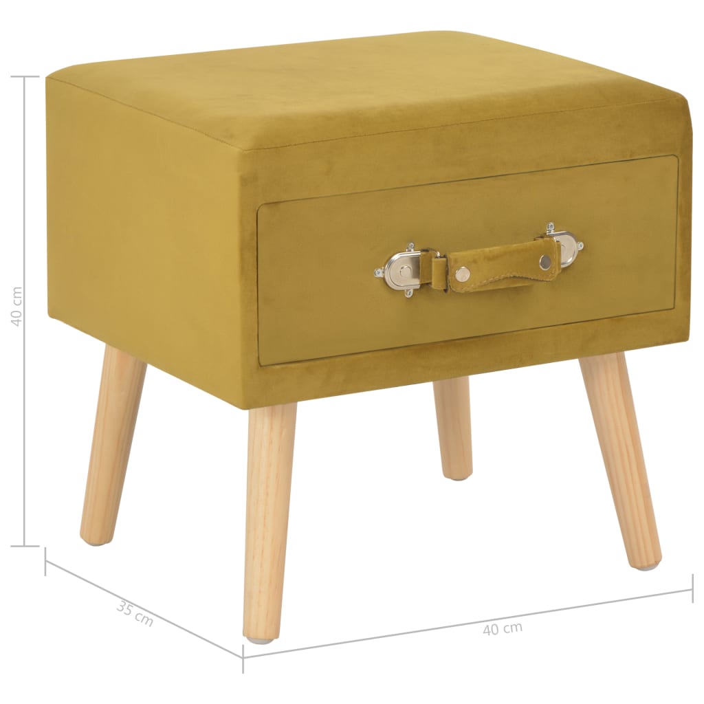 Comodino Mustard 40x35x40 cm in Velluto | homemem39