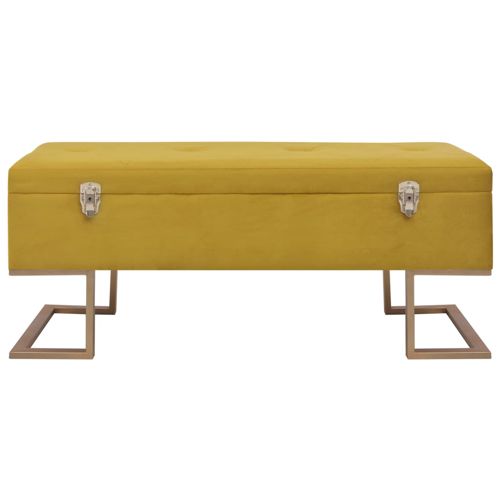 Panca con Vano Portaoggetti 105 cm Senape in Velluto - homemem39